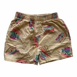 Vintage 90s West Express Kids Swim Trunks Abstract Print Tan 24M Retro 90s